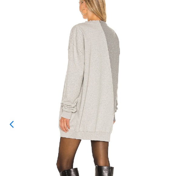 Lovers + Friends Oversized Gray Two Tone Colorblock Sweatshirt Dress Tunic - Picture 3 of 15